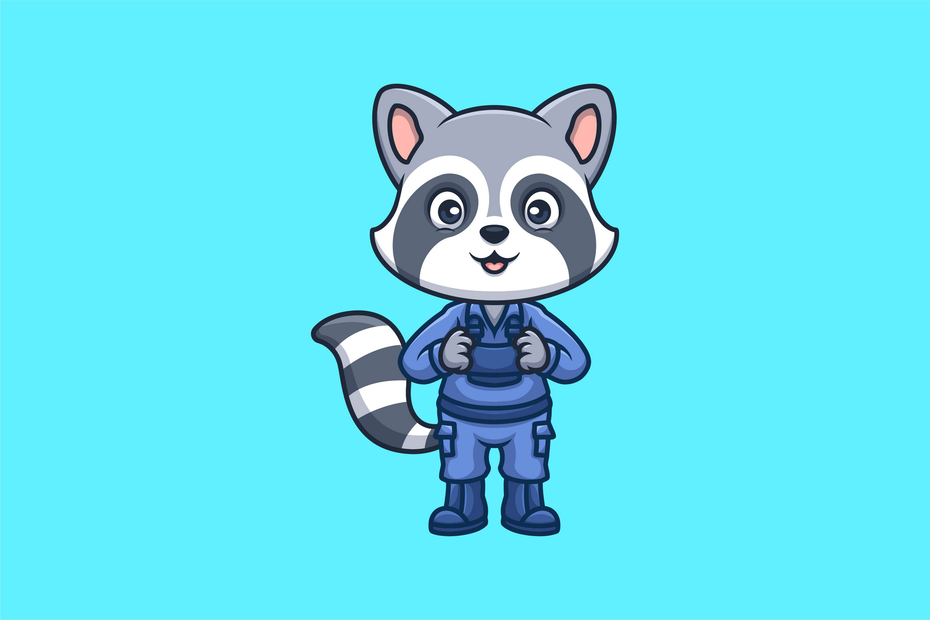 Mechanic Raccoon Cute Cartoon, an Animal Illustration by Gumrega Studio