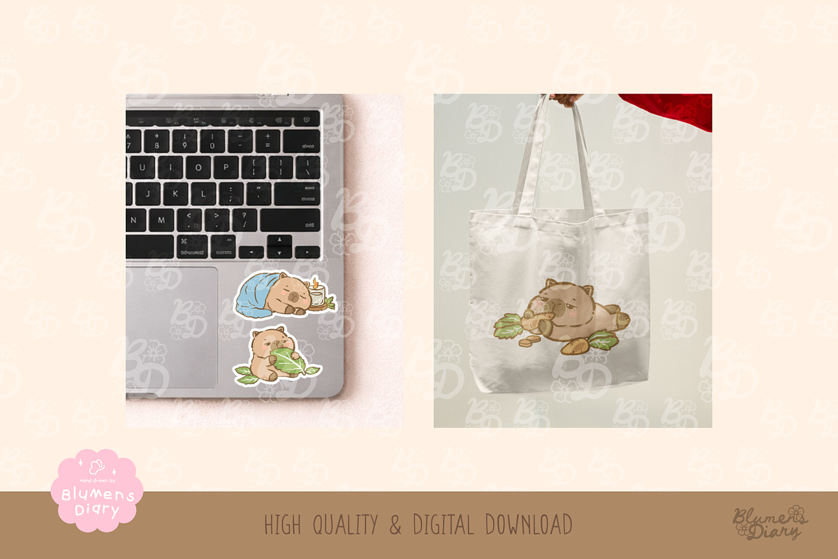 Lazy Day Capybara Clipart Set, an Animal Illustration by Blumensdiary (Photo 4 of 6)