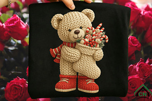 Knitted Christmas Teddy Bear Png, an Illustration by Craft Nest