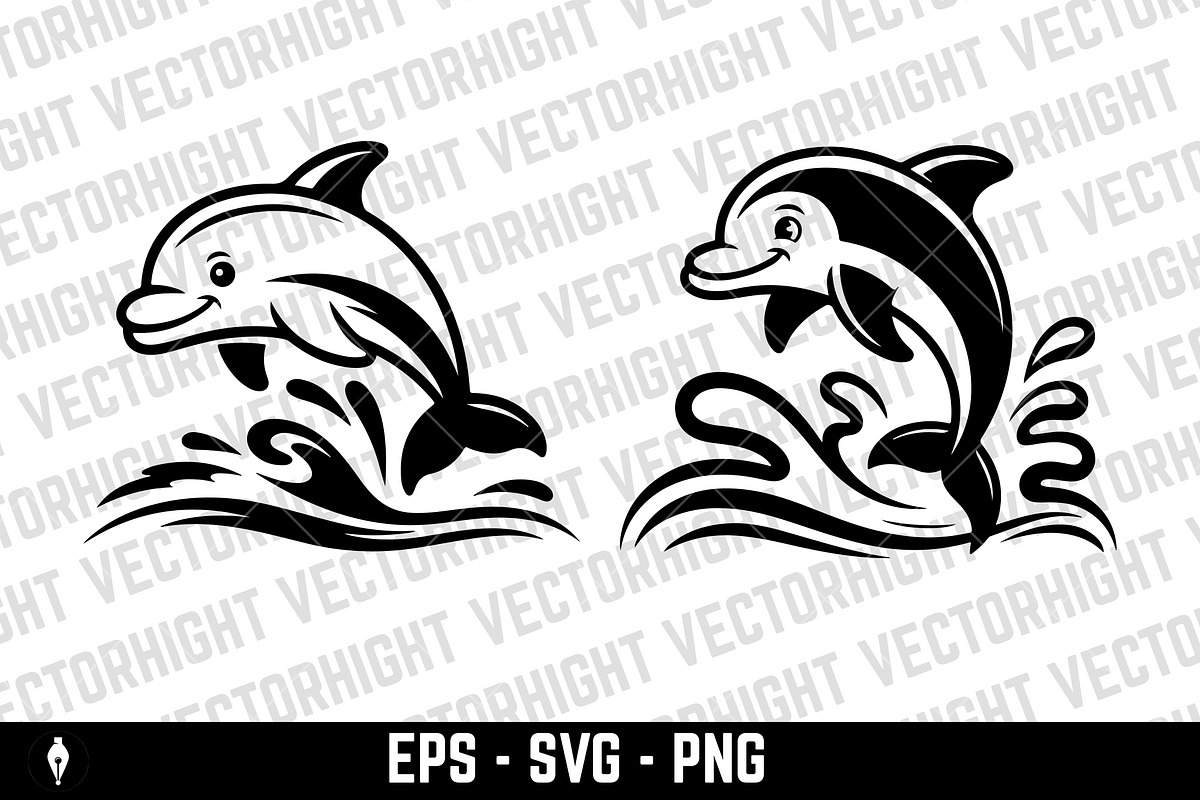 Cute friendly smiling dolphin, an Animal Illustration by Vectorhight (Photo 3 of 3)