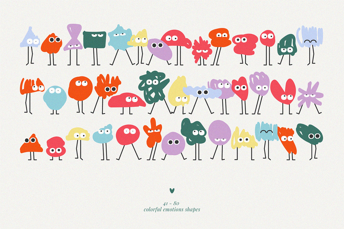 Shape Set - Cute Emotion 80 pieces, an Object Graphic by line & plane (Photo 4 of 6)