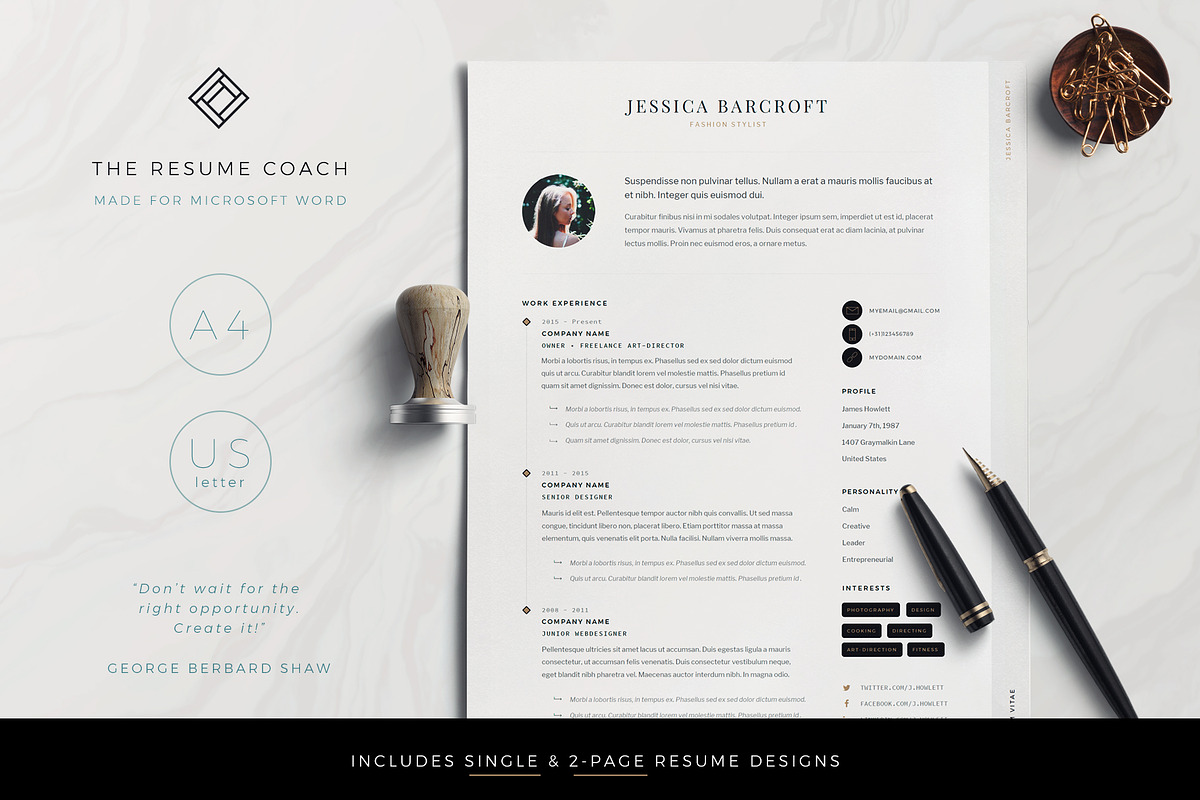 Resume Template / CV, a Resume Template by TheResumeCoach (Photo 1 of 3)