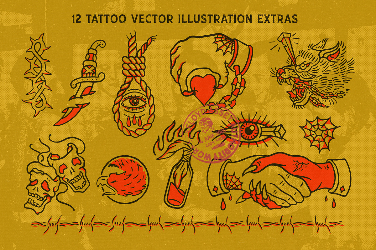 Mertens + Traditional Tattoo Extras, a Serif Font by goodsbyfloyd (Photo 8 of 12)