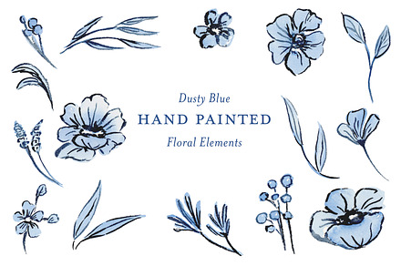 Watercolor French Blue Florals, an Illustration by Lavender And Sea