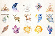 Watercolor Dreamy Boho Clipart PNG, an Illustration by DreamCafeArt (Thumbnail 2 of 5)