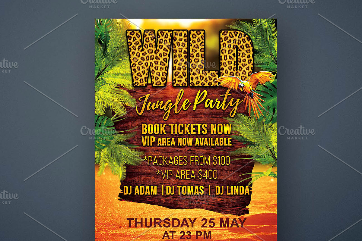 Wild Jungle Party Flyer PSD Template, a Flyer Template by Love Giftery (Photo 1 of 2)