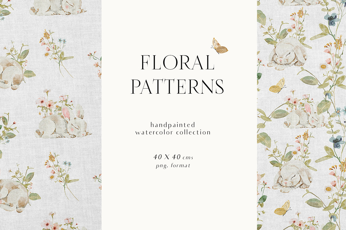 Watercolor Bunny & Wildflowers  set, a Decorative Illustration by Grace Noboa Illustrations (Photo 10 of 11)