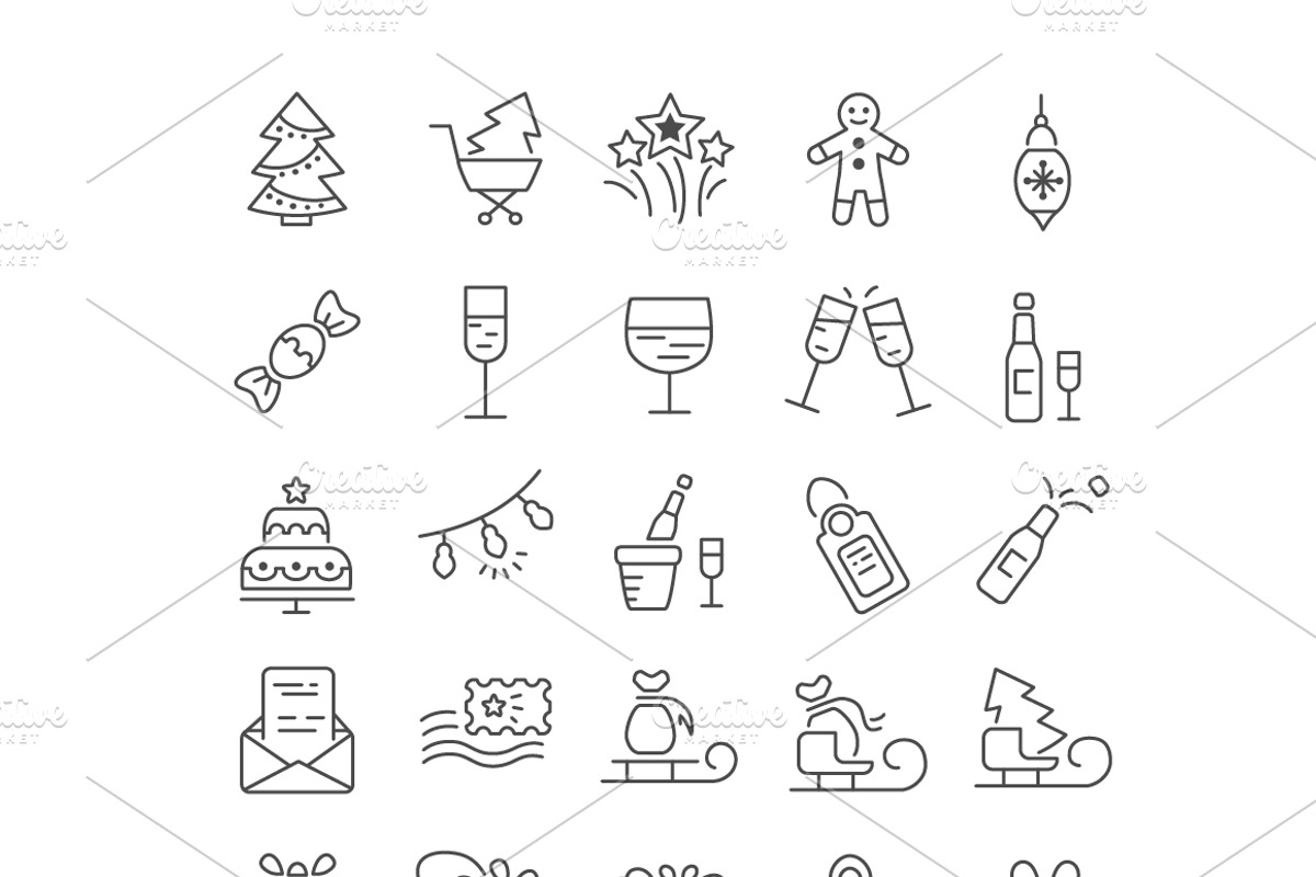 90 winter outline icons, a Graphic by Mallinka (Photo 3 of 8)
