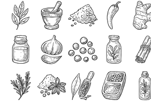 Gourmet Spice Icons, an Object Graphic by nikagraphic