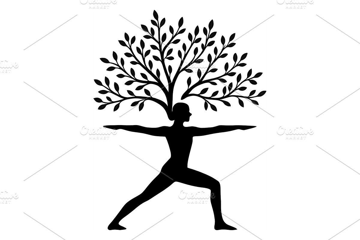 Yoga Tree Silhouette Warrior Pose, a Background Graphic by LaseredNinja (Photo 1 of 7)