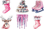 Silver Pink Christmas Clipart, an Illustration by CraftArtStudio (Thumbnail 2 of 6)