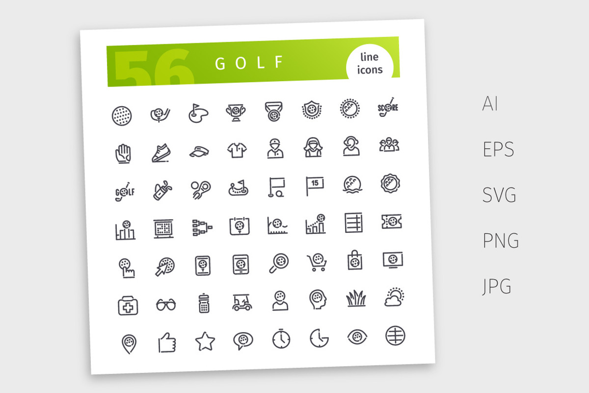 Golf Line Icons Set, an Outline Icon by Voysla's Shop (Photo 4 of 4)