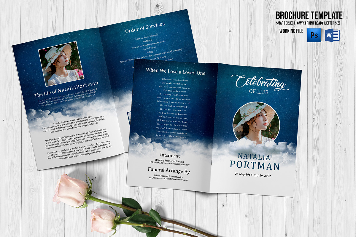 Blue Sky Funeral Program Template, a Brochure Template by Template Shop (Photo 1 of 5)