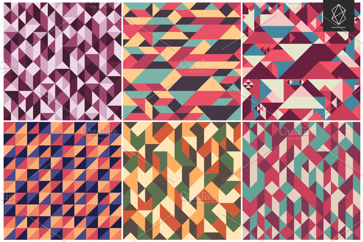 Geometric seamless pattern set, a Pattern Graphic by Yury Velikanov (Photo 3 of 5)