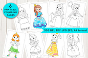 Princess coloring pages, a Graphic by Elena Nesterova (Thumbnail 1 of 2)