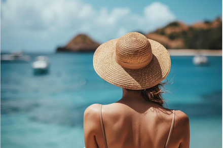 Serene seaside escape - woman gazing, a Nature Photo by Ylivdesign