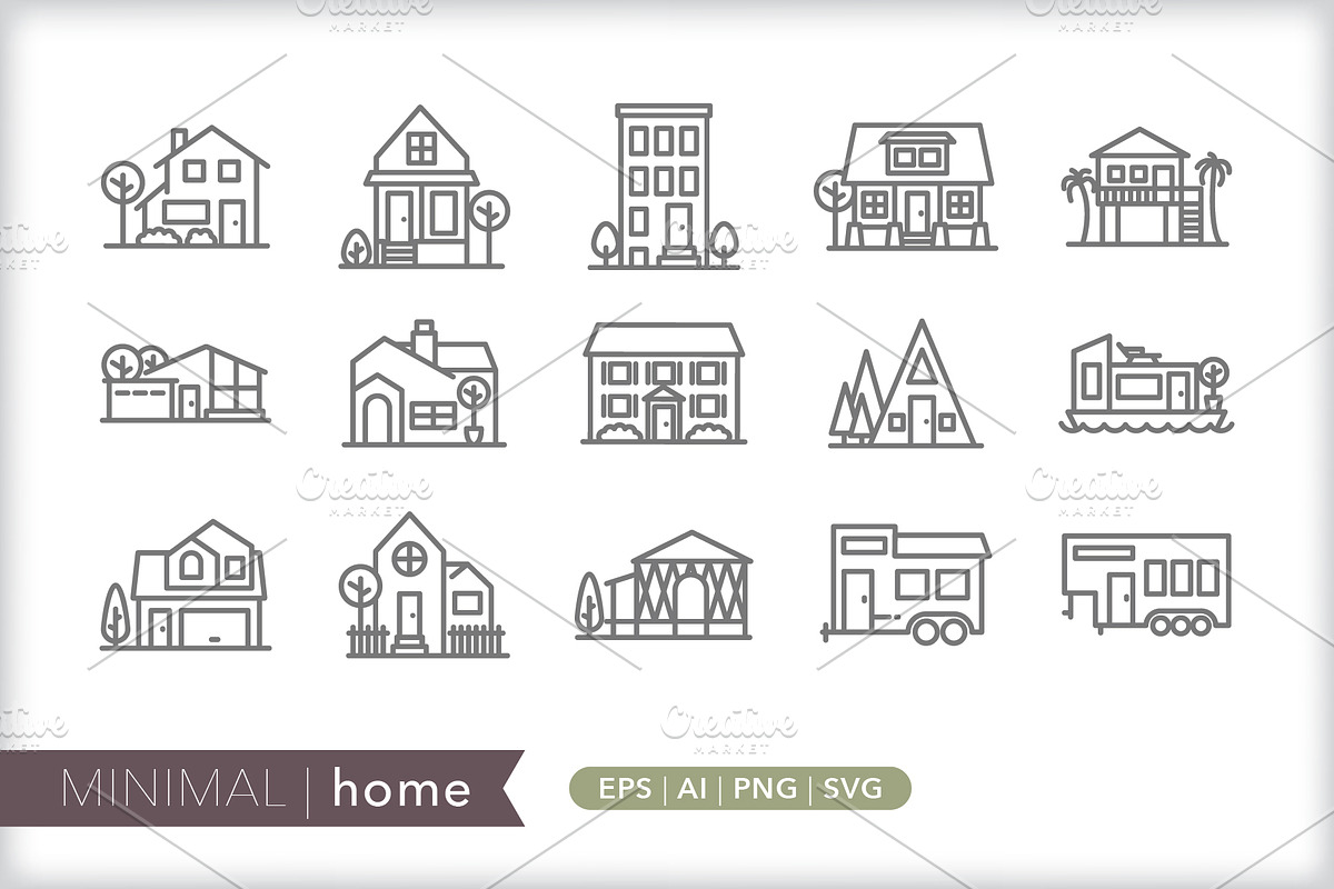 Buildings 4-pack icon bundle, an Outline Icon by Picture Window (Photo 4 of 6)