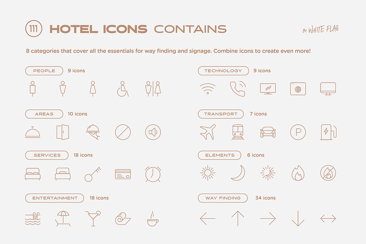 Hotel Icon Set - 111 Line Icons, an Outline Icon by White Flag (Photo 2 of 7)