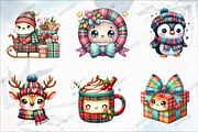 Kawaii Plaid Christmas Clipart, an Illustration by designcity5 (Thumbnail 2 of 5)