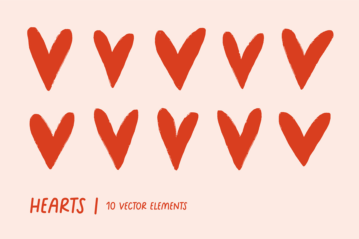 Cute doodle hearts, love symbols set, a Decorative Illustration by Good Studio (Photo 1 of 10)