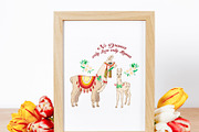 Llama Clipart with red flowers, an Animal Illustration by Nataliapiache (Thumbnail 4 of 5)