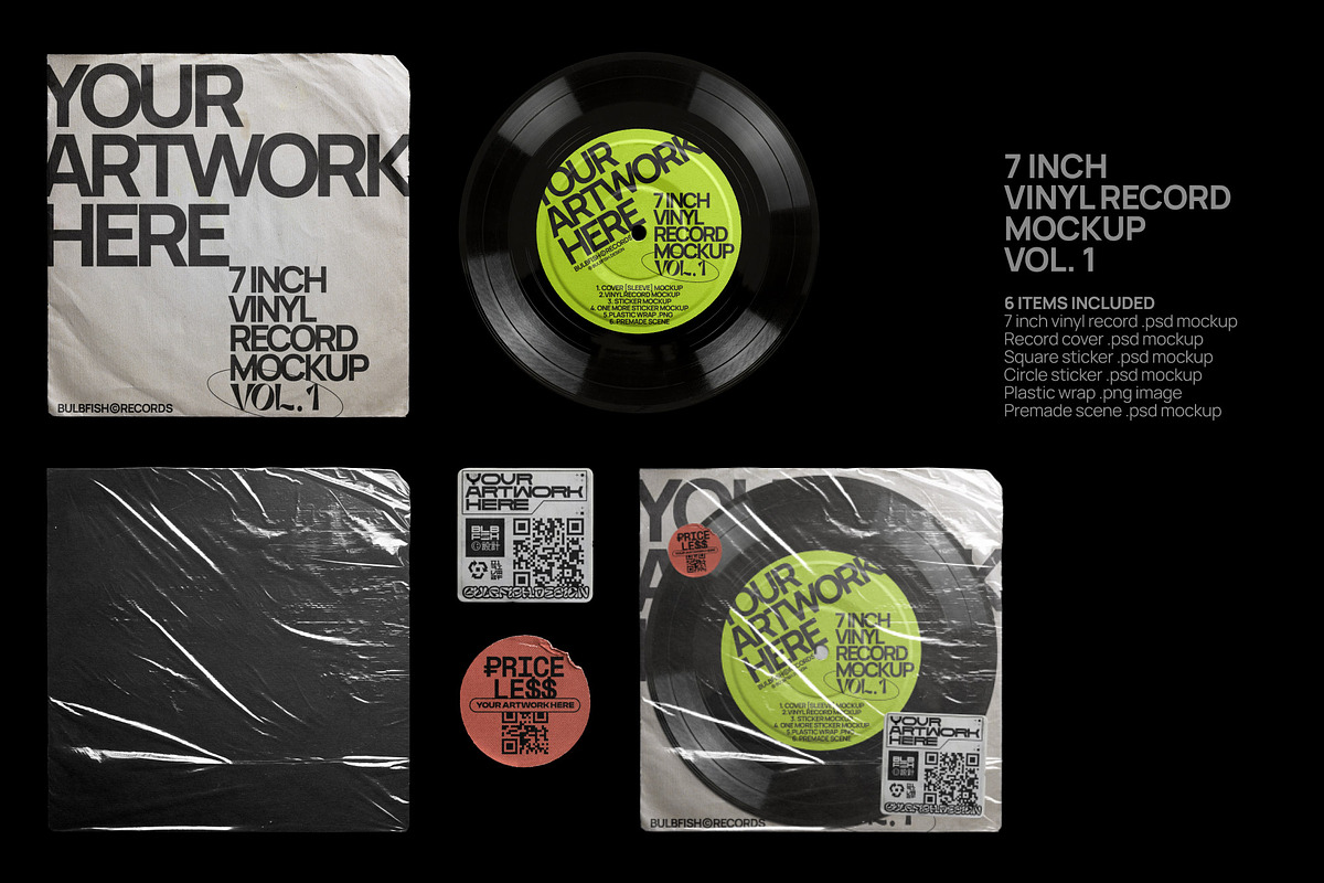 7 Inch Vinyl Record - Mockups Bundle, a Packaging Mockup by BULBFISH (Photo 2 of 16)