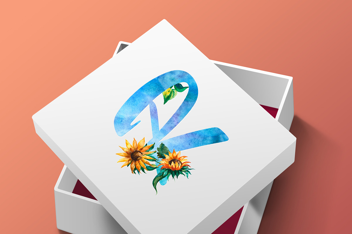 Floral font. Sunflower, a Sans Serif Font by ElliaArt (Photo 4 of 8)
