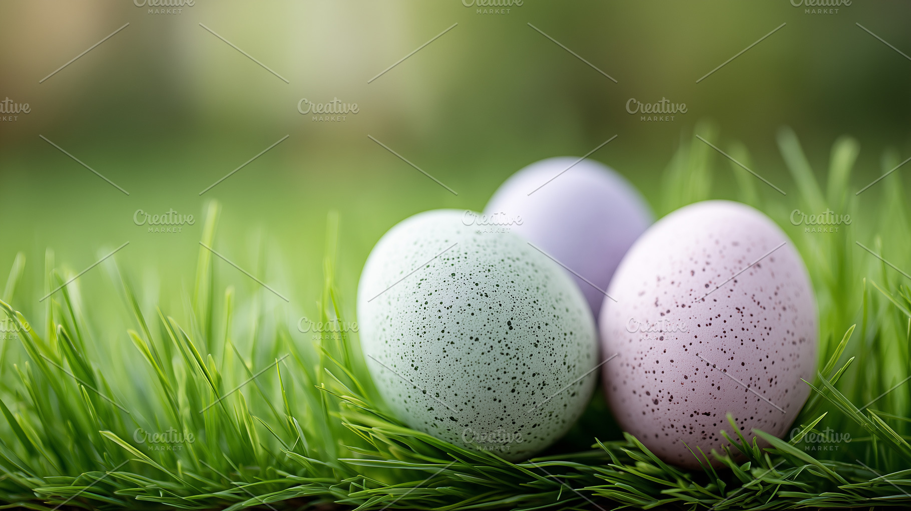 Pastel speckled Easter eggs resting, a Holiday Photo by MistyDay