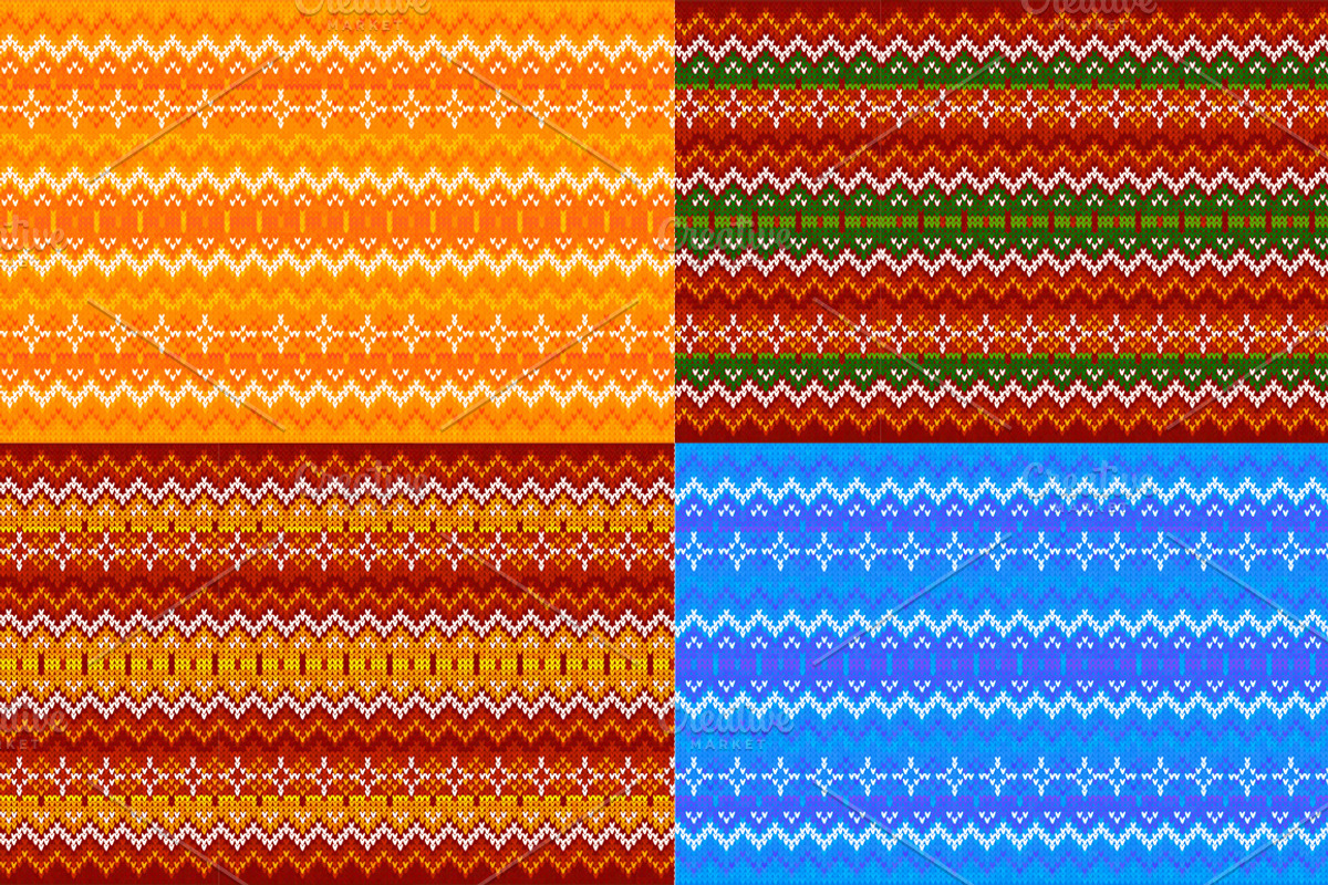 12 knitted vector seamless patterns preview 2