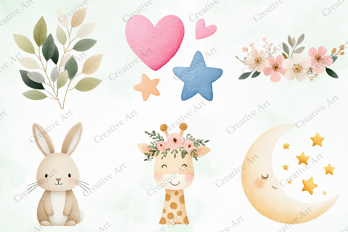 Boho Animal Portraits Watercolor Png, an Illustration by Creative Art (Photo 4 of 10)