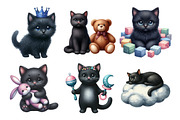 Black Cat Nursery Baby Clipart Png, an Illustration by Daily.Designs (Thumbnail 3 of 5)