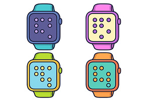 Colorful smartwatches displayed in a, a Technology Illustration by ZinetroN