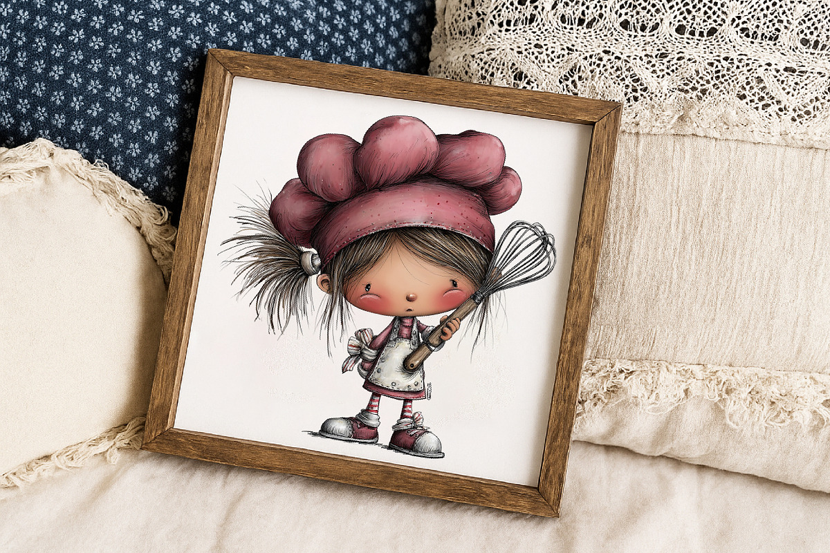 Whimsical Little Girl Chef Hat Clipa, an Illustration by Libby Wishes (Photo 4 of 7)