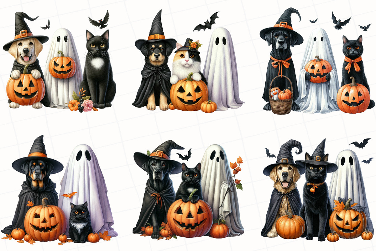 Halloween Dog and Cat Clipart, an Illustration by OK Design (Photo 3 of 5)