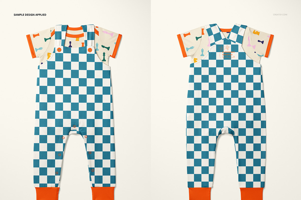 Baby Bodysuit and Overalls Mockup Se, a Bottom Mockup by creatsy5 (Photo 4 of 11)