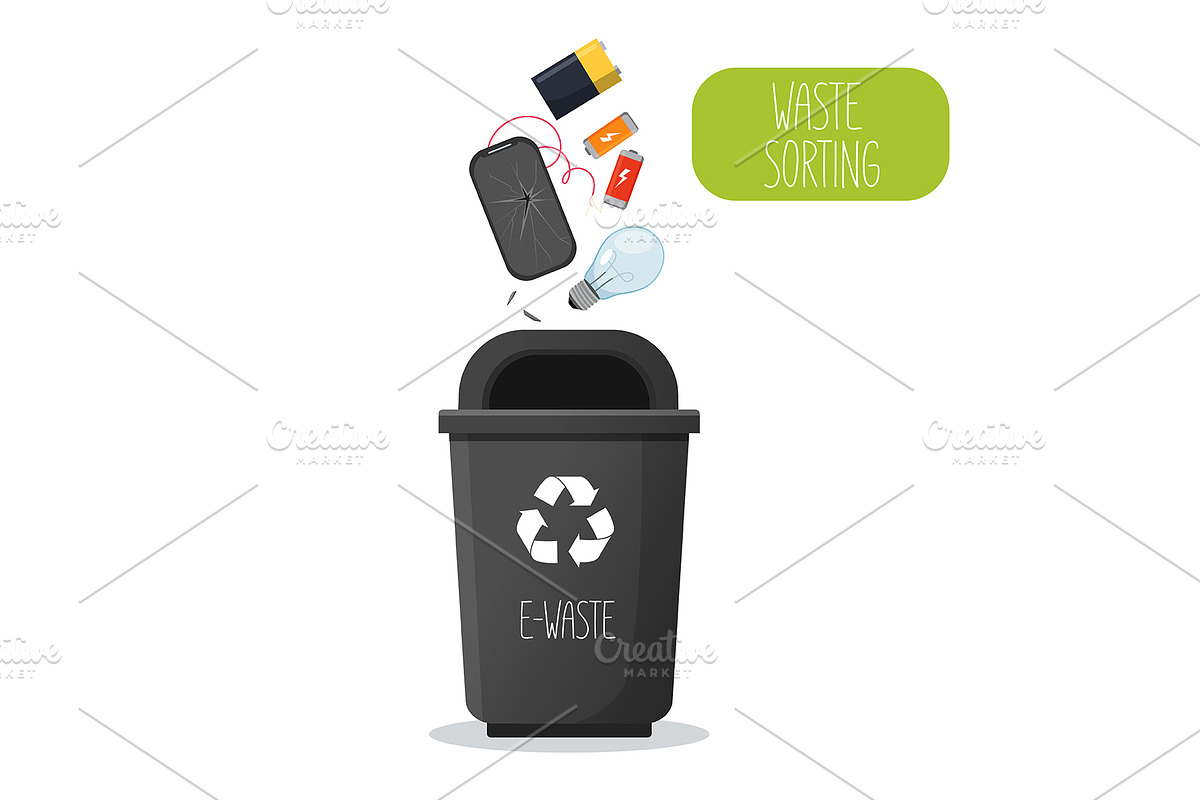 Zero waste concept. E-waste garbage, an Object Illustration by Elen_Art