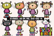 Quirky Christmas Cats illustrations, an Animal Illustration by PrintHaven Designs (Thumbnail 8 of 10)
