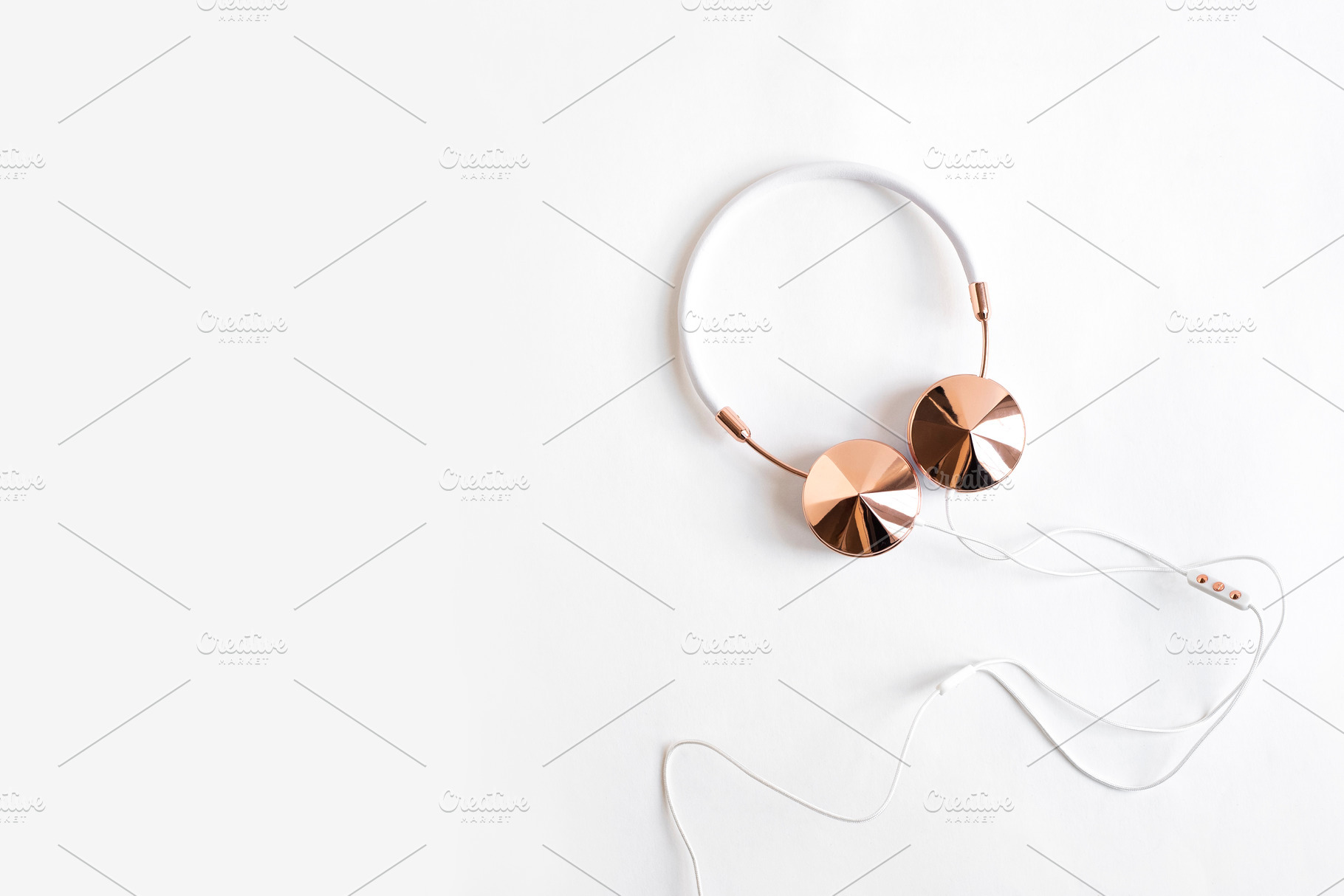 Headphones Styled Image, Gold &White, a Business Photo by Her Creative Studio