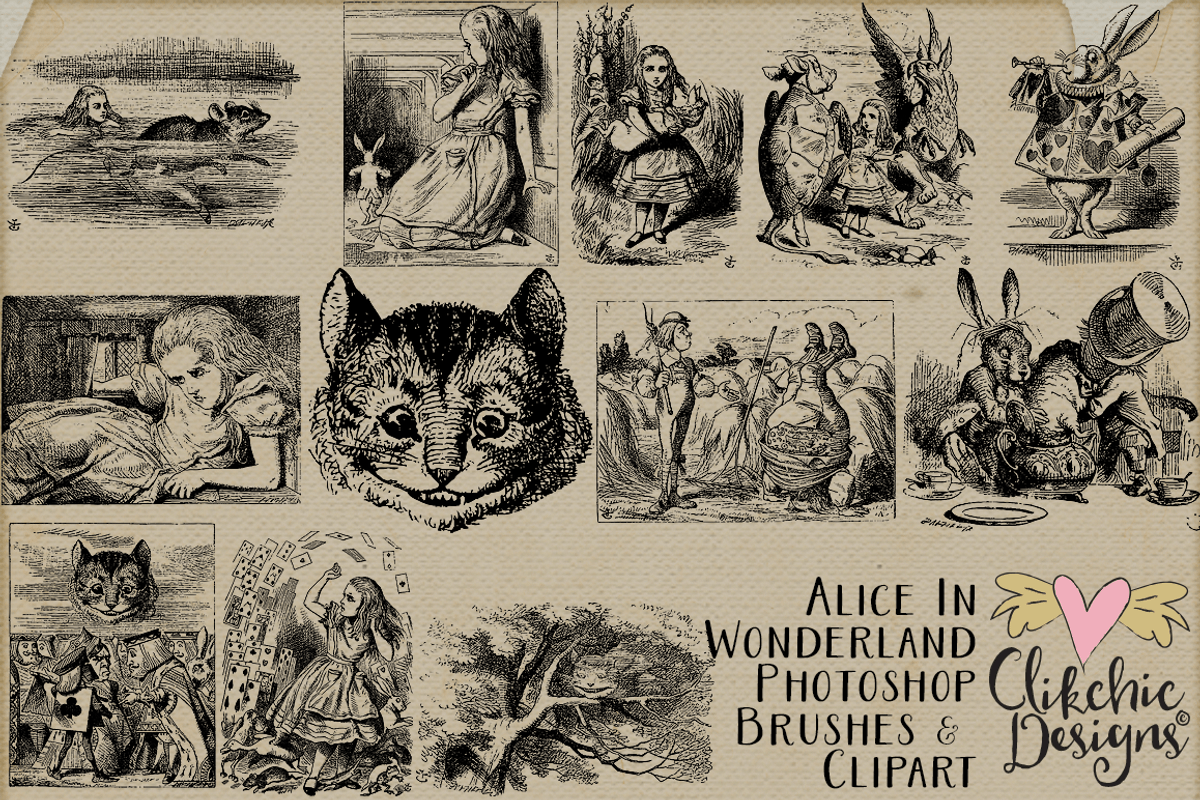 Alice In Wonderland Brushes & Vector preview 5