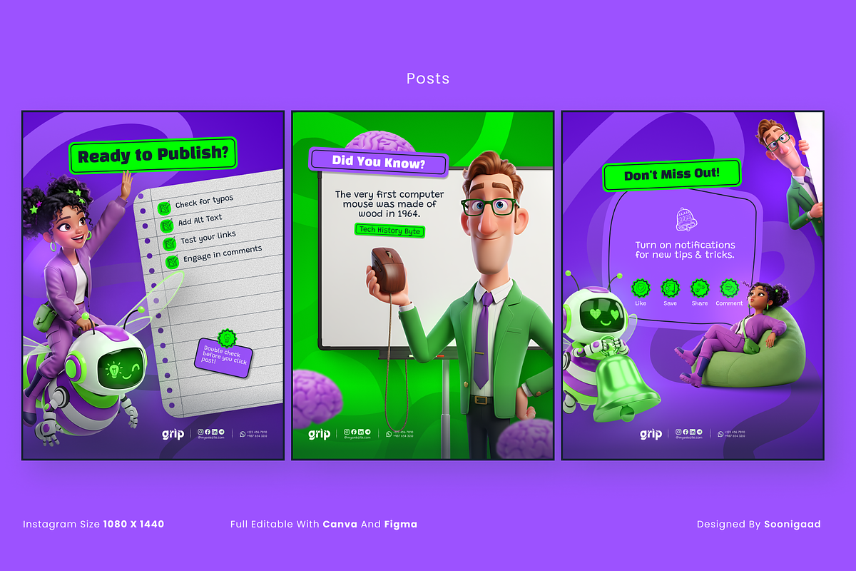 ToonTutor: 3D Educational Social Kit, a Social Media Template by Sooni Gaad (Photo 5 of 10)
