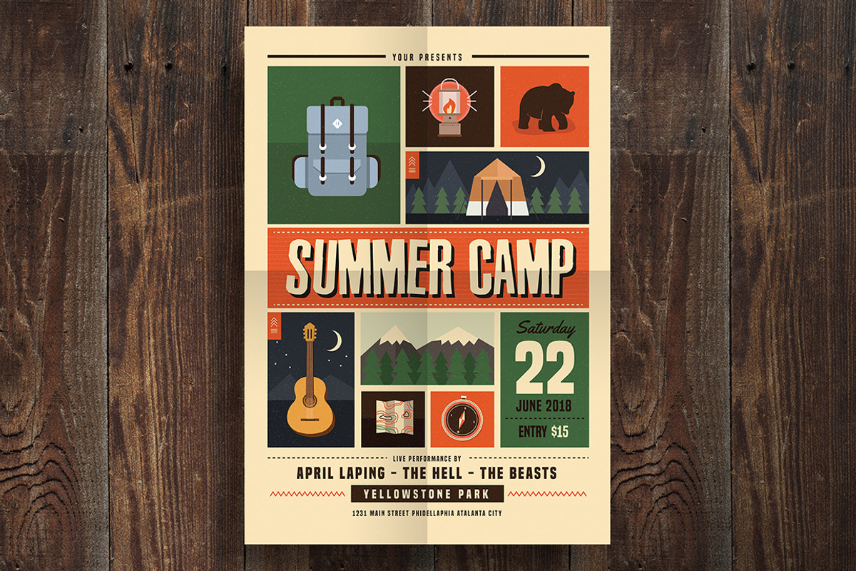 Indie Summer Camp Flyer, a Flyer Template by Guuver (Photo 1 of 2)