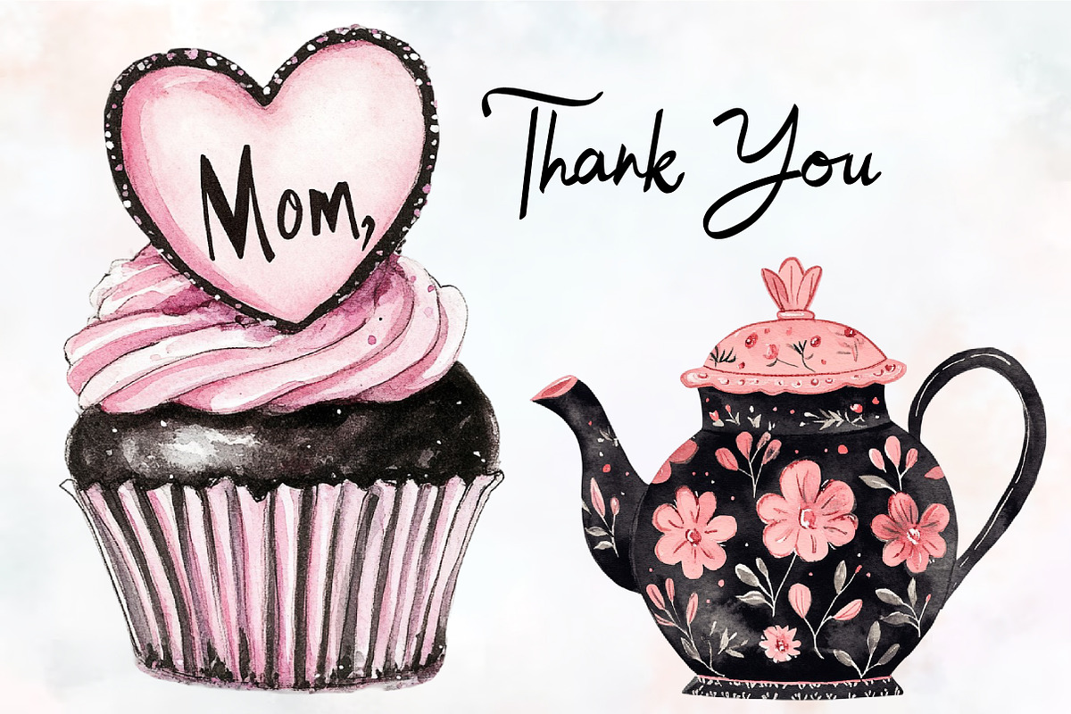Black and Pink Mother's Day Clipart, a Seasonal Illustration by RobertsArt (Photo 7 of 7)