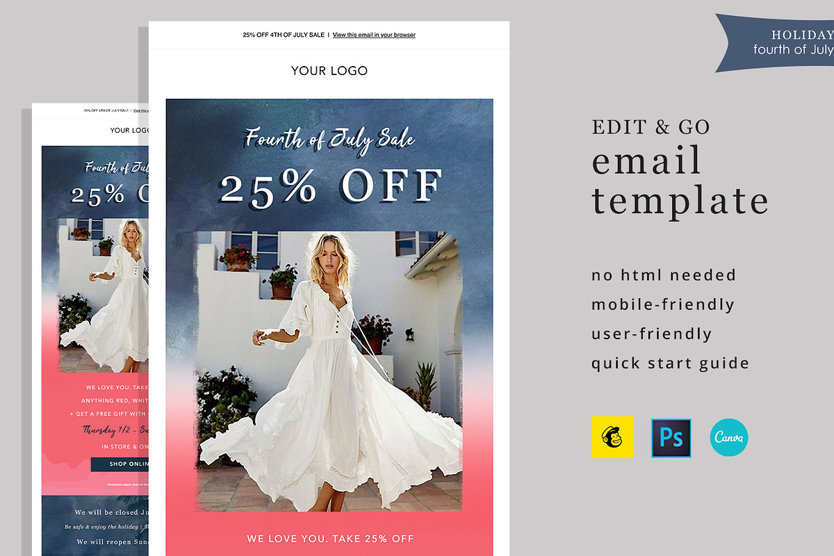 Fourth of July Email Template, an Email Template by Edit & Go Templates (Photo 1 of 5)