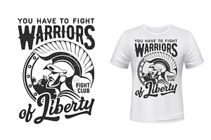 Warrior t-shirt print, an Illustration by Vector Tradition