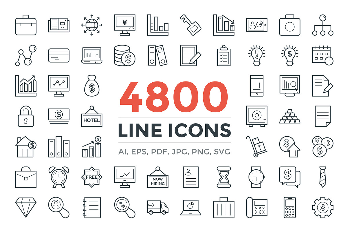 4800 Line Icons Pack, an Outline Icon by Vectors Market (Photo 1 of 13)