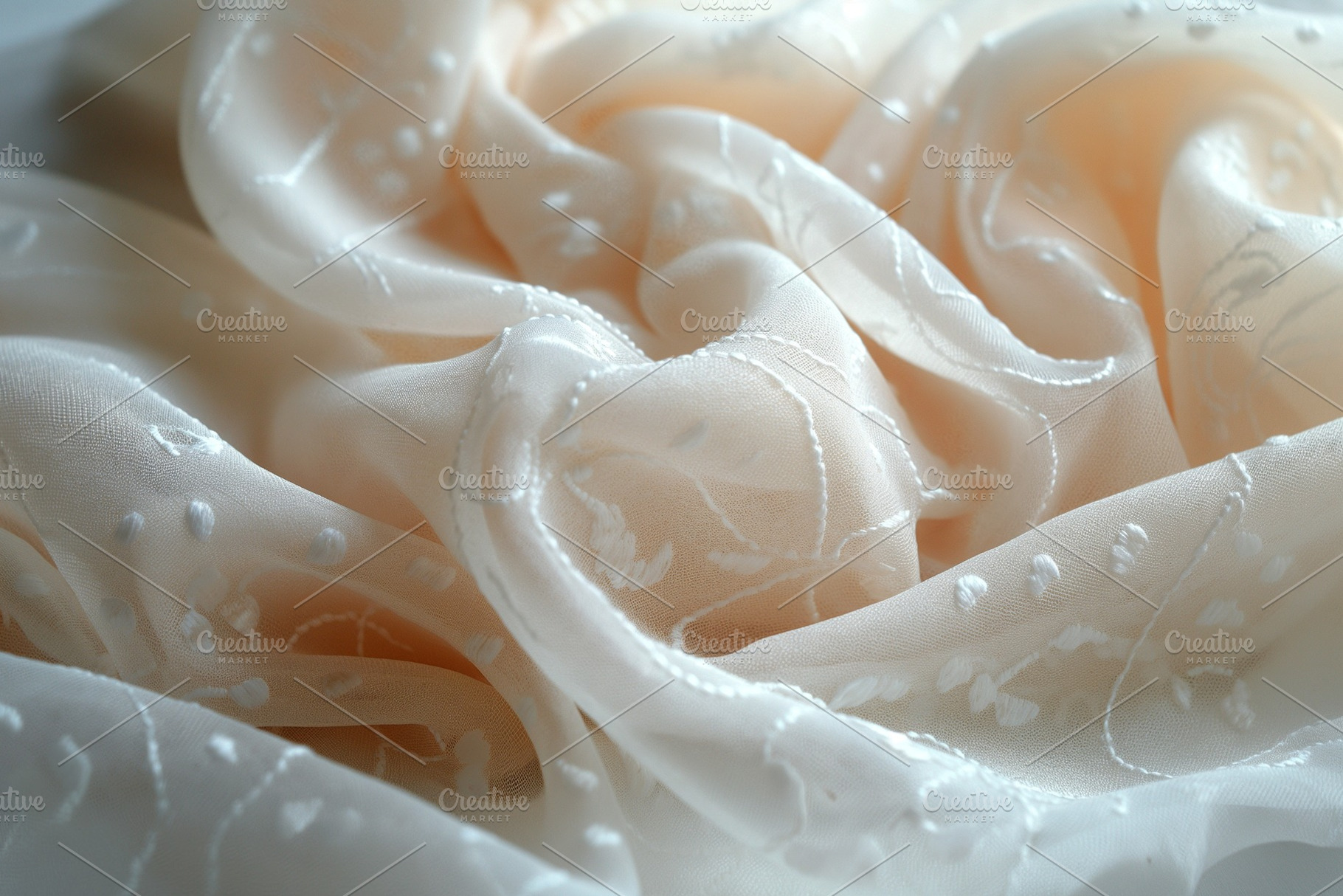 Soft, delicate cream fabric with intricate white embroidery, creating a luxurio, a Background Photo by ImageMir