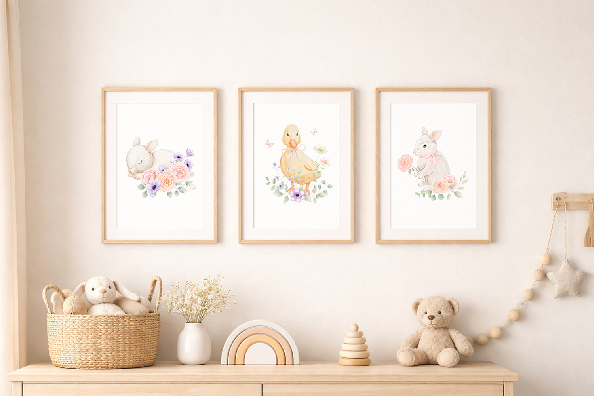Cottage spring watercolor animals, a Decorative Illustration by ElenaPlatovaArt (Photo 2 of 20)