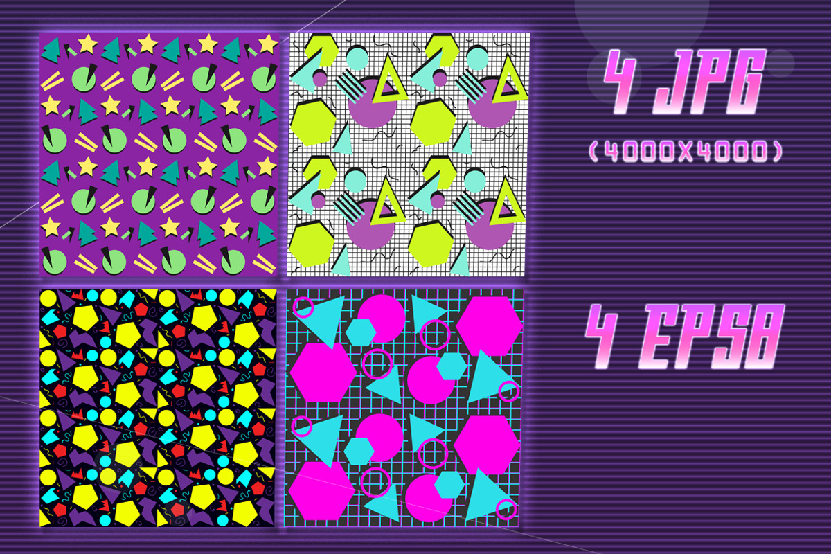 Seamless 80s style patterns, a Pattern Graphic by ghost friend's shop (Photo 2 of 2)