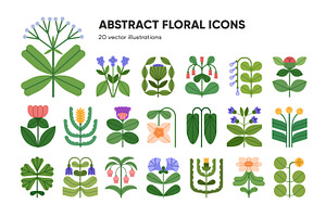 Abstract floral icons, flowers set, a Decorative Illustration by Good Studio