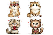 Whimsical Valentine Cat Clipart PNG, an Animal Illustration by maryamdesignarts (Thumbnail 6 of 12)